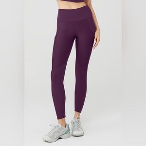Alo Yoga Ribbed Airlift High-Waist 7/8 Enchanted Legging Dark Plum size: S (4-6)